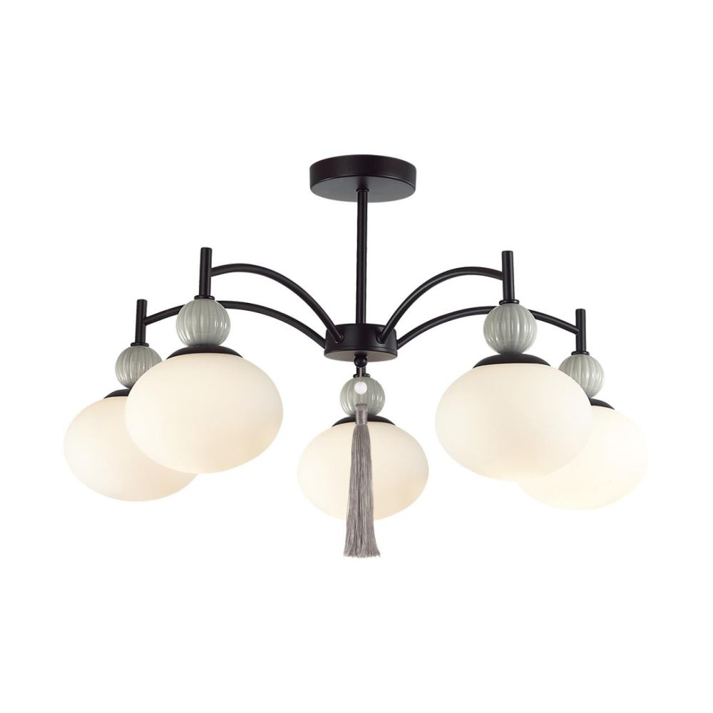 Люстра потолочная *69,5*43-43 см, 5*E14*40W, Lumion Gloriya LUM8273/5C, черный; серый