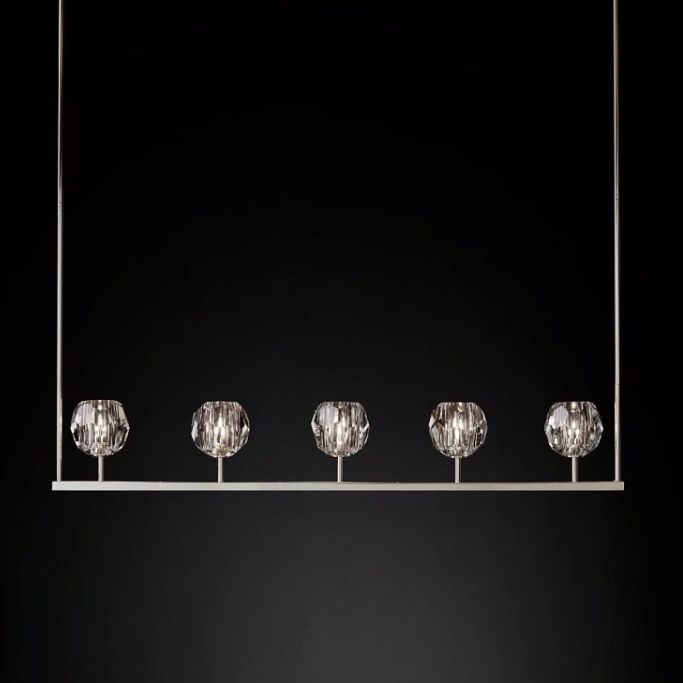 Люстра RH Boule De Cristal Linear Chandelier 5 Nickel 136*13*150 см, 5*E14*40W, ImperiumLoft 40,1221, Никель