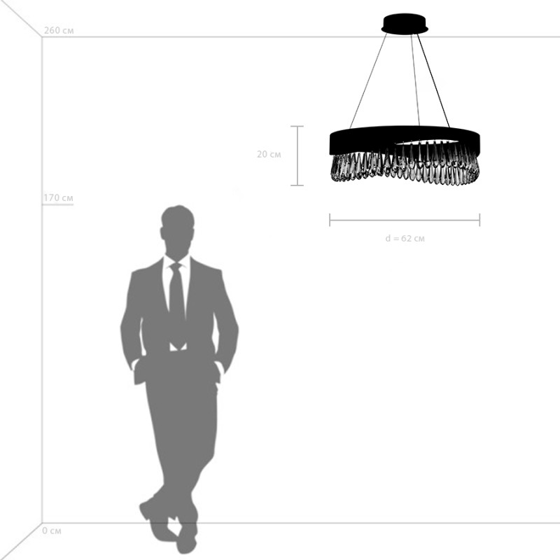 Подвесная люстра 62*150 см, LED, 30W, 3000K Lightstar Helio 703163, золотой