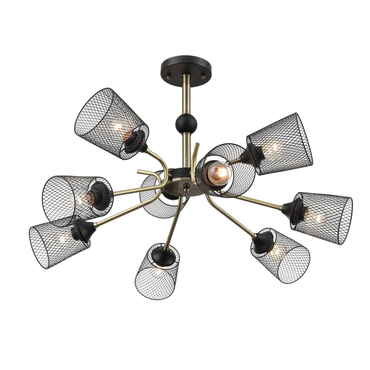 Люстра потолочная 73*44 см, 9*E27 Lumion Abris 8191/9C черный, античная бронза