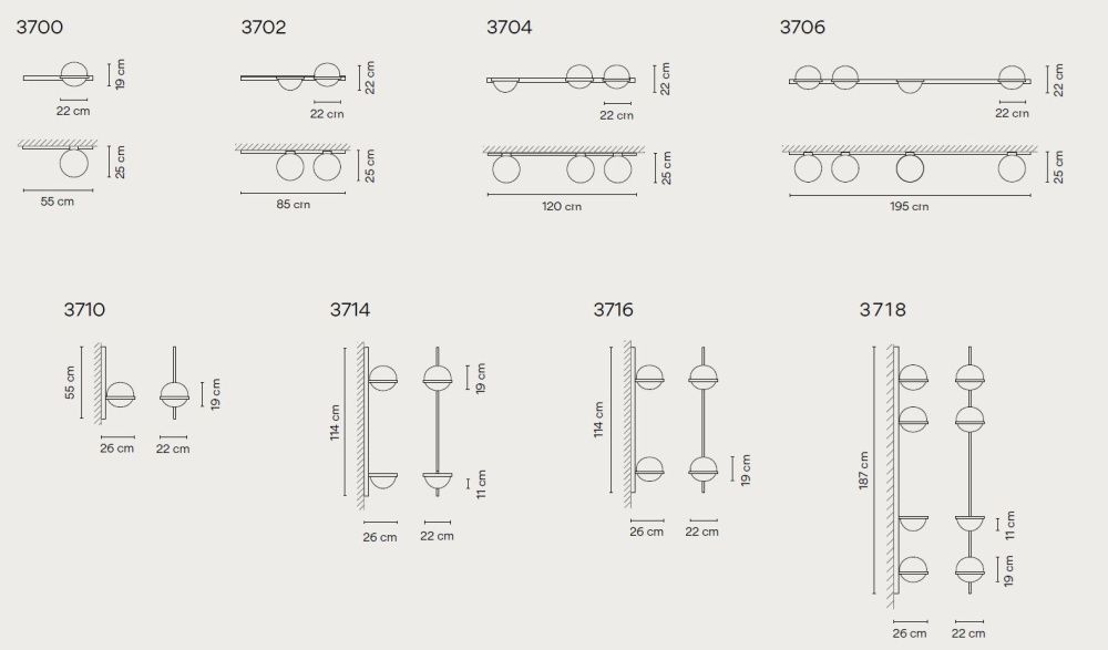 Бра PALMA Wall lamp 1 шар 55*25*22 см, 1*LED*9W, 3000, 4000, 6000K, ImperiumLoft 22.93726, Серый