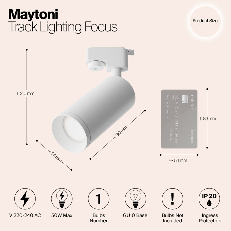 Трековый светильник Maytoni Track TR004-1-GU10-W, белый, GU10, 50W
