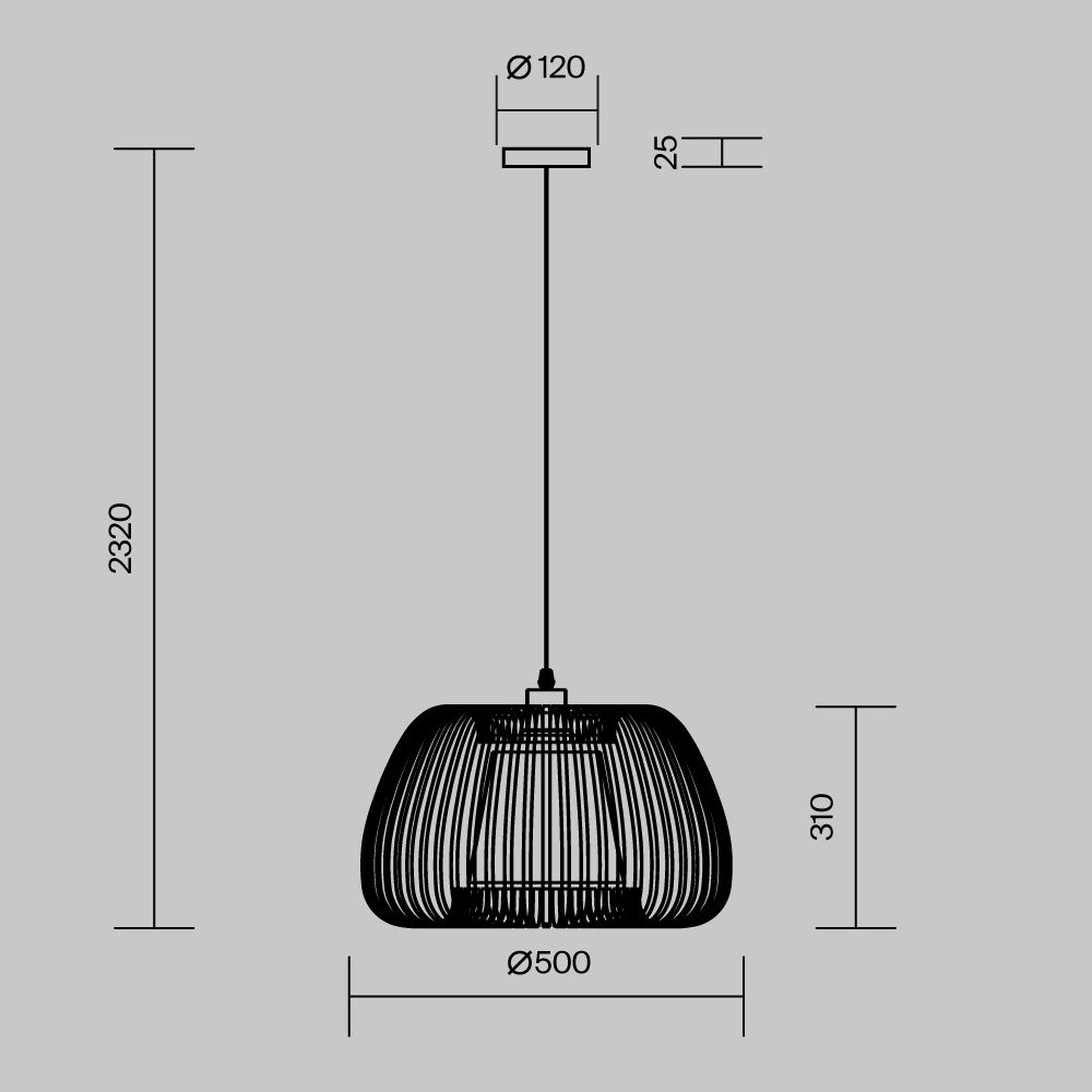 Подвесной светильник 50*40-332 см, 1*E27*60W, K, Maytoni Kirigami MOD409PL-01B, Черный