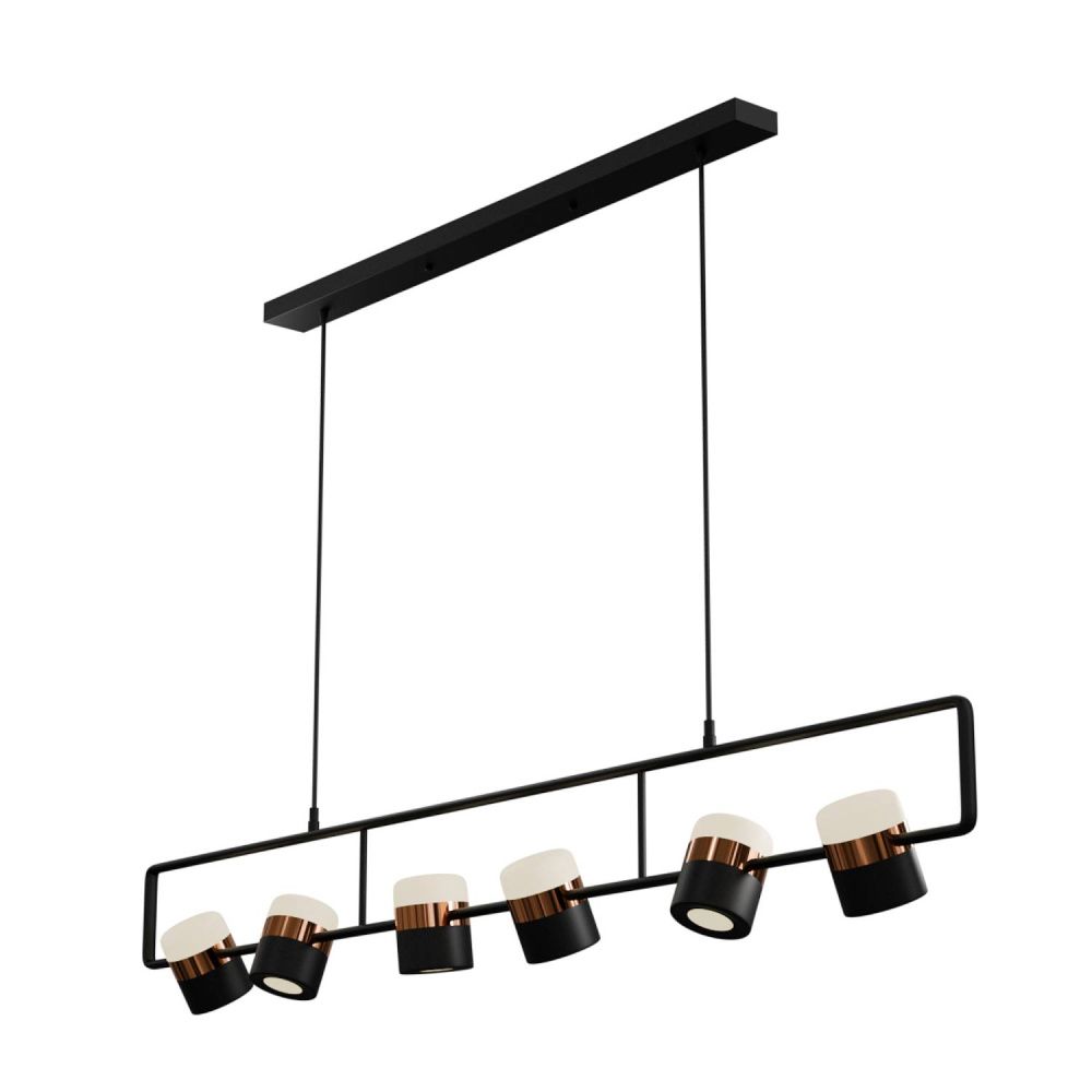 Светильник подвесной 135*20-200 см, 6*LED*6W, 3000-6000K, Lightera Rudolf LE114L-6B SMART, Черный