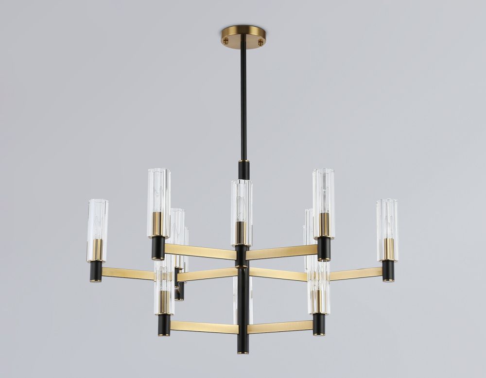 Люстра на штанге **53-90,5 см, 12*E14*40W, K, Ambrella Light High Light LH55515, черный, латунь