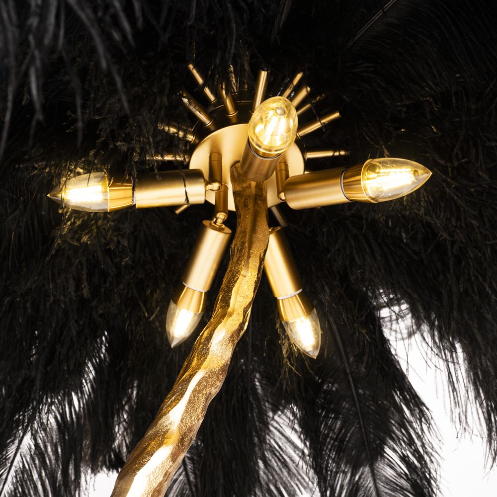 Торшер страусиные перья Feather Lamp A MODERN GRAND TOUR черный 180*40*40 см, 5*E14*40W, ImperiumLoft 41.108-0, Латунь
