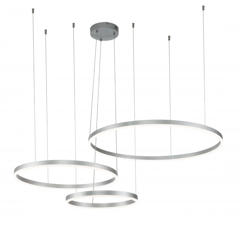 Подвесной светильник 1500*800*140/1240 мм, 3*LED 129W 3000-5700K серебро Indigo Galass V000014L, 14001/3P Silver