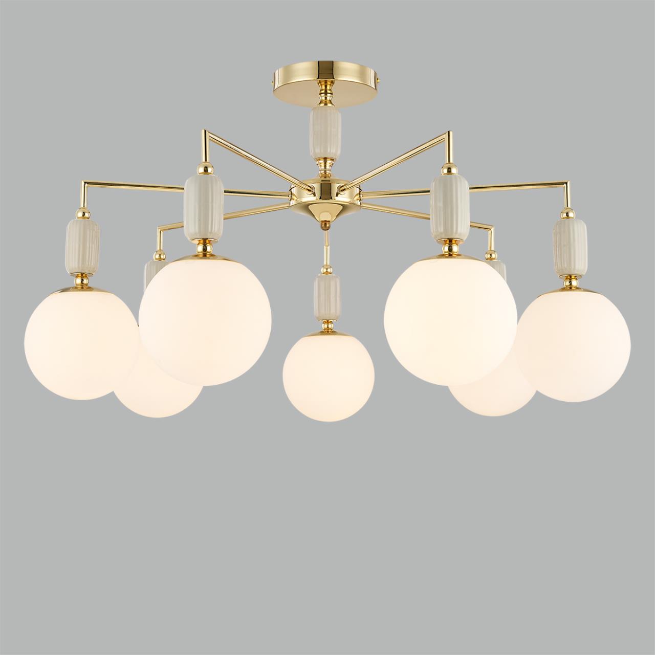 Люстра потолочная 81*47 см, 7*E14 Lumion Vivien 6580/7C французское золото, серый