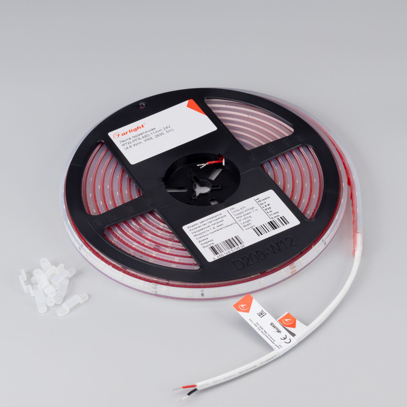 Лента герметичная RTW-PFS-A60-11mm 24V Red (4.8 W/m, IP68, 2835, 5m), Arlight 034182. Цена указана за 5 метров. Продается кратно 5 метрам.