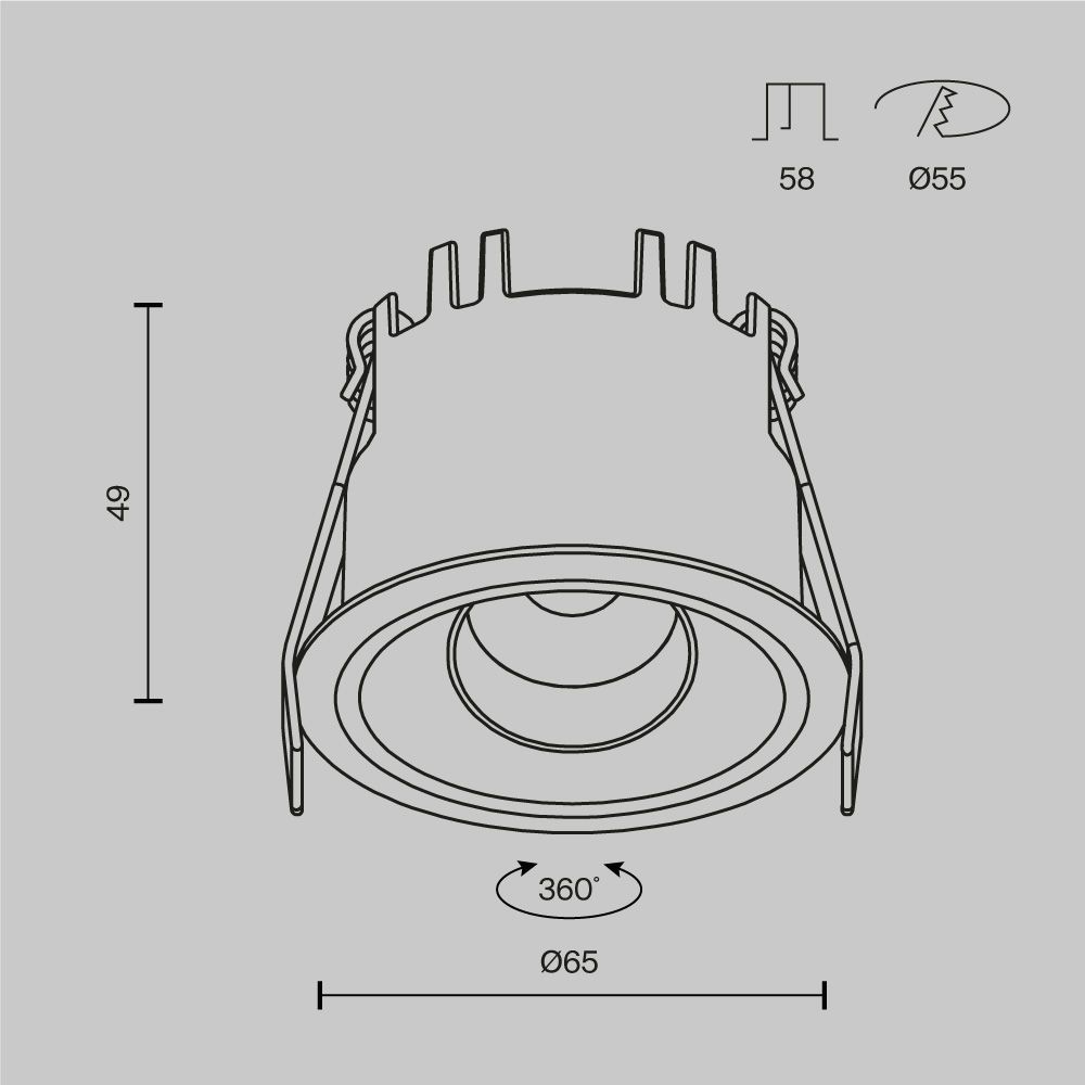 Встраиваемый светильник *6,5*-4,9 см, *LED*10W, 3000K, Maytoni Technical Dip T DL128-10W3K-B, Черный