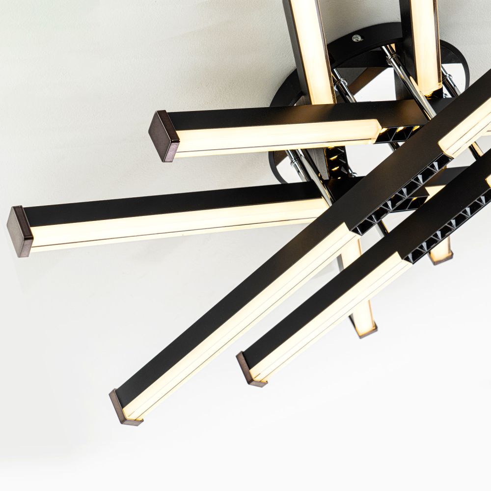 Светильник 70*70*15 см, LED*80W, 3000-6000K, Modelux  MDL.9374.600CL BK, Чёрный, Хром