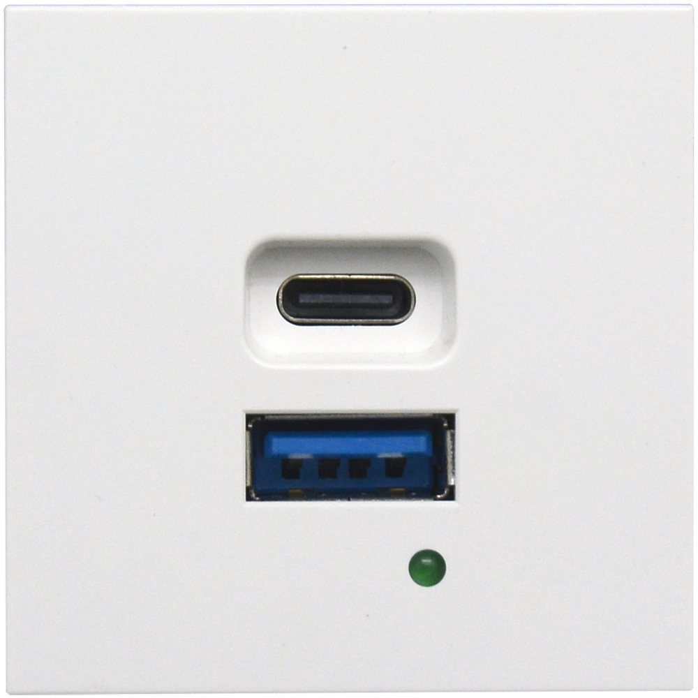 Donel USB зарядное устройство, 4.2A , 65W, Type A + C, 2 мод., бел. (45х45мм) DUSB4200WAF
