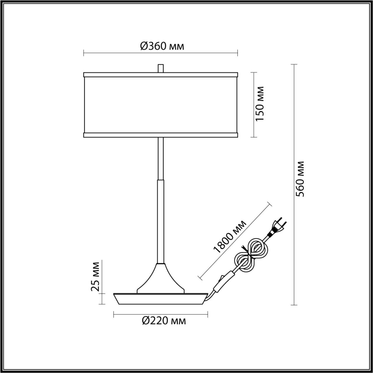 Настольная лампа 36*36*56 см, 2 Е27*10W, Odeon Light Bergi, античная бронза 5064/2T