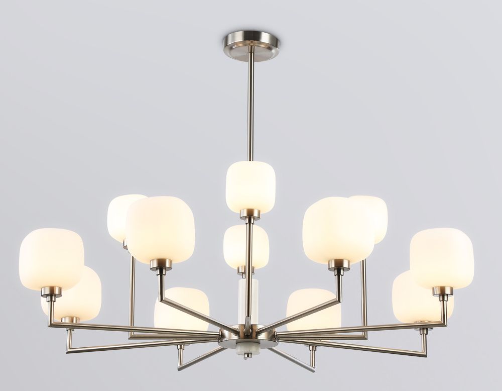 Люстра на штанге с мрамором **32,5-68 см, 12*G9*40W, K, Ambrella Light High Light LH53005, сатин