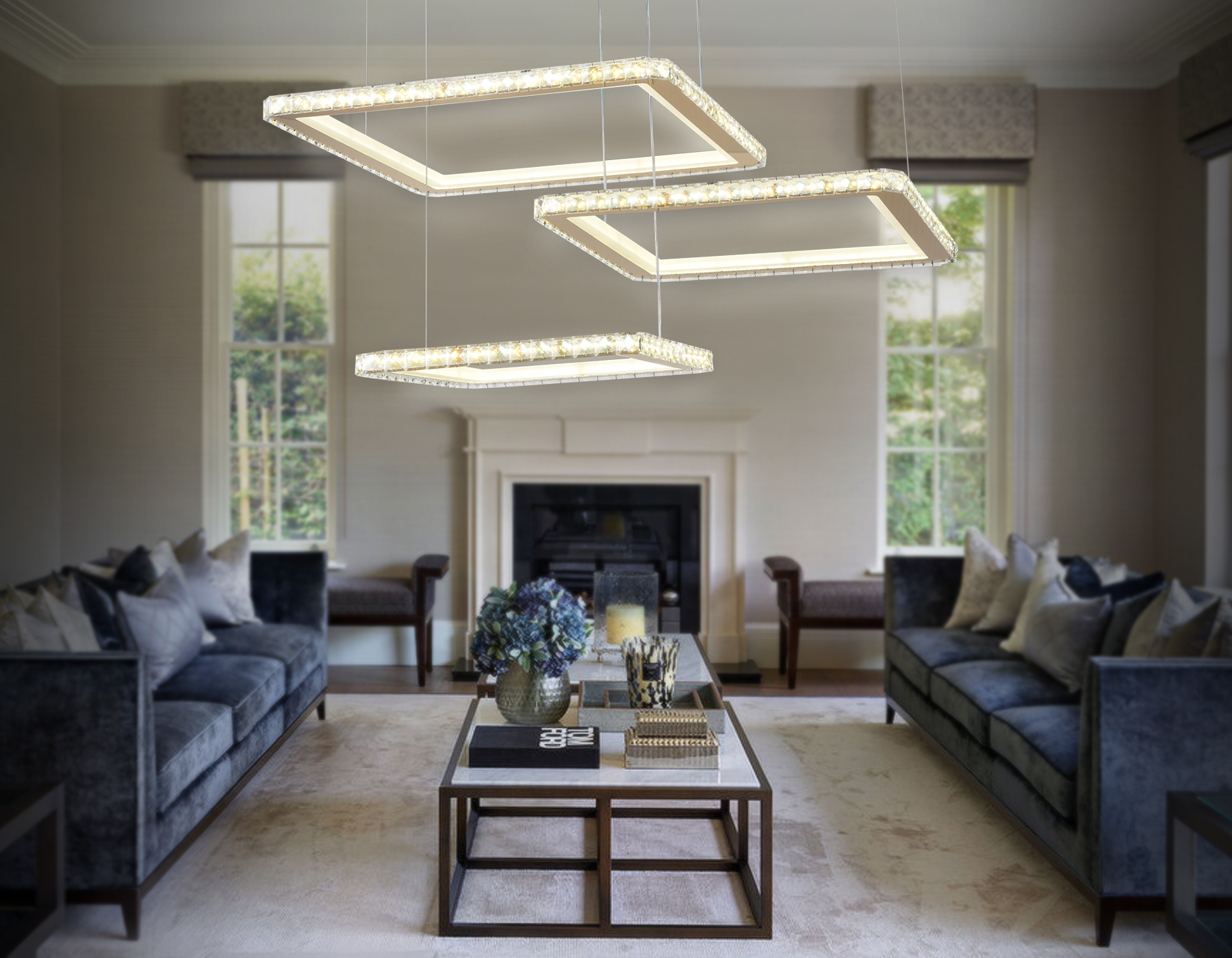 Светильник подвесной 68*46*74 см,  180W, 3000К, золото Ambrella Acrylica Ice FA1761