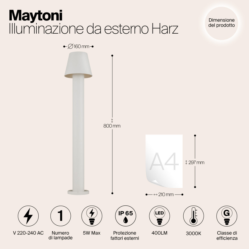 Светодиодный светильник 80 см, 5W, 3000K, Maytoni Harz O421FL-L5W, белый