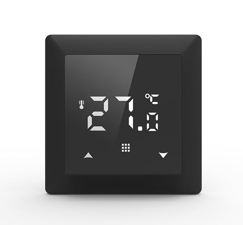 Donel Термостат с датчиком пола, программируемый с Wi-Fi , 16 A, 55*55 мм. черное стекло, серия DTEF DTEF16B-WiFi