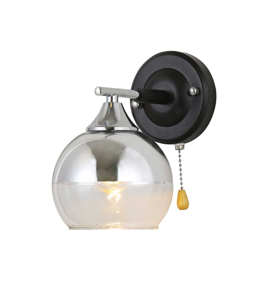 Бра L180 x W130 x H200, мм, 1*40W, CHROME+BLACK (Хром+Черный) Rilon 74539/1W CHROME+BLACK