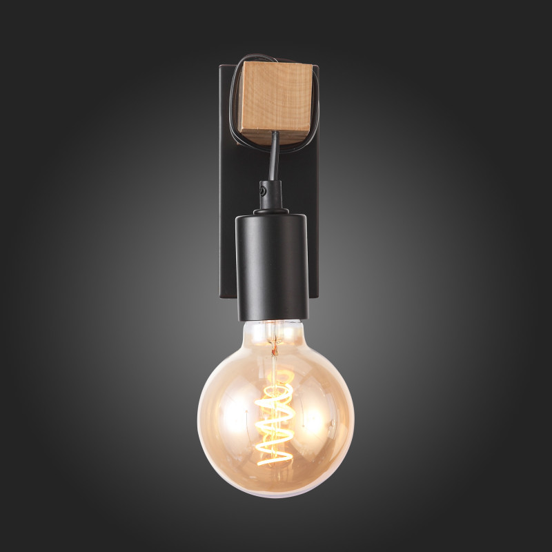 Светильник настенный 7 см, 60W,  EVOLUCE  BAGETTI SL1142.401.01  Черный, Светлое дерево