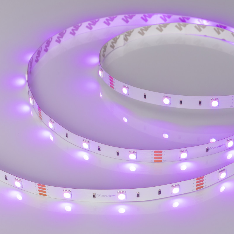 Лента RT-B30-10mm 12V RGB (7.2 W/m, IP20, 5060, 5m) (Arlight, Открытый) 010596(2). Цена указана за 5 метров. Продается кратно 5 метрам.