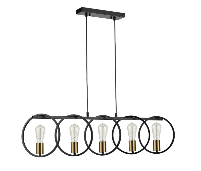 Подвесной светильник 24*106*106 см, 5*E27 черный, золото Vele Luce Liberty VL6302P05