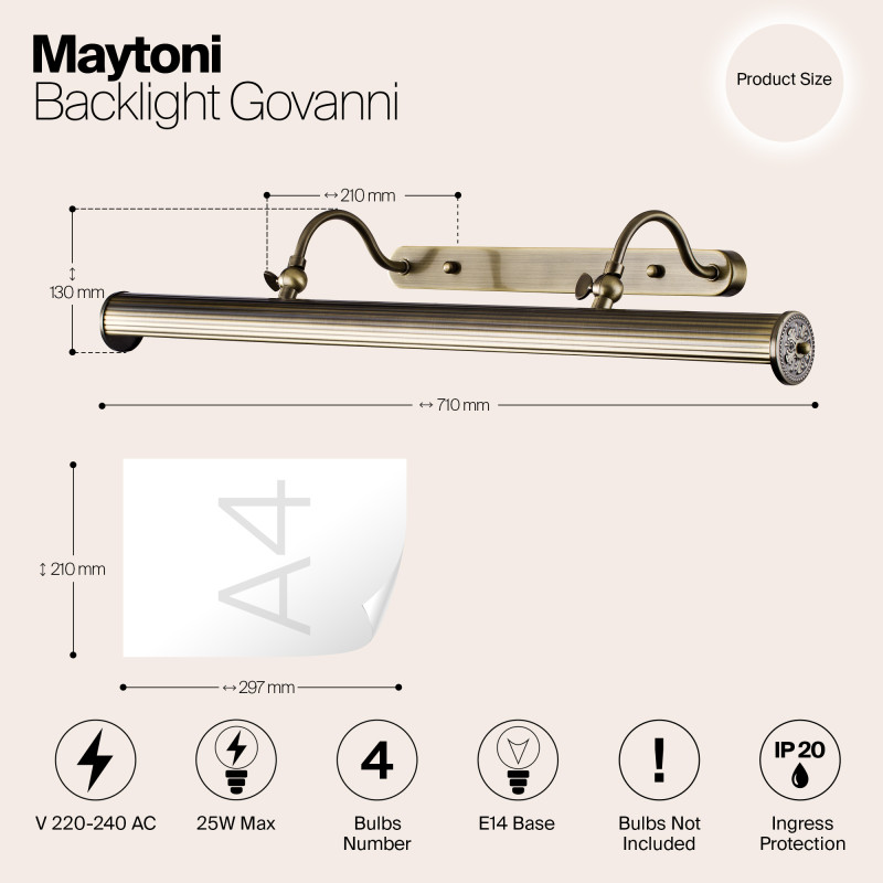Подсветка 69 см Maytoni Picture 9 PIC119-44-R бронза
