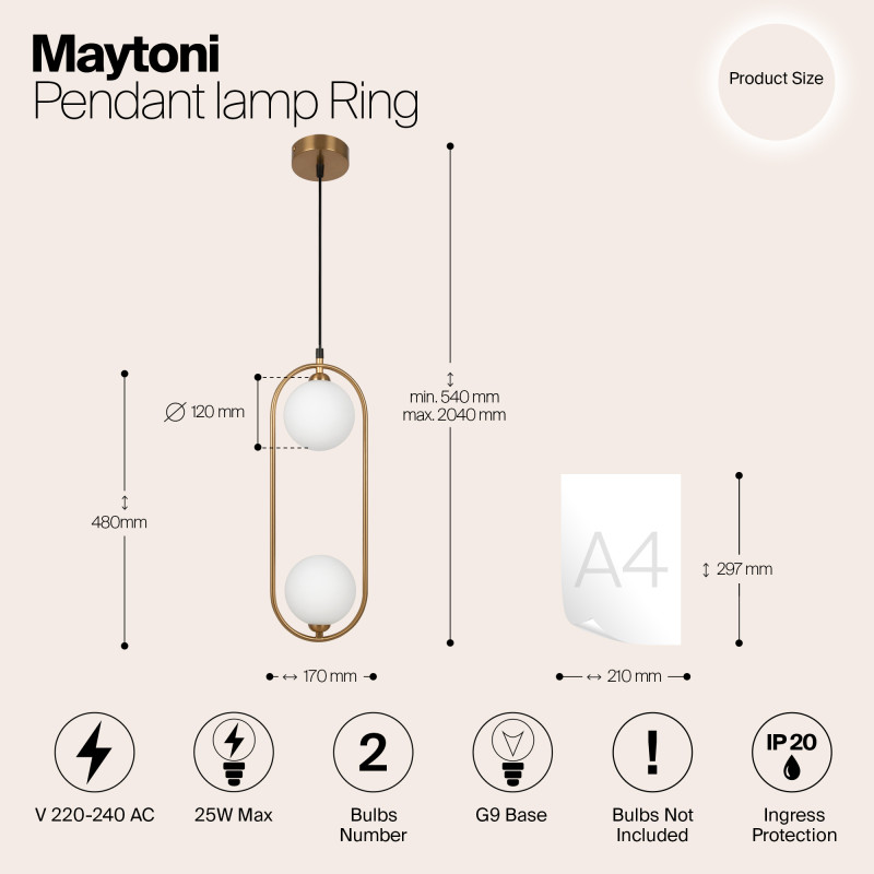 Светильник 12 см, Maytoni Ring MOD013PL-02BS1, латунь