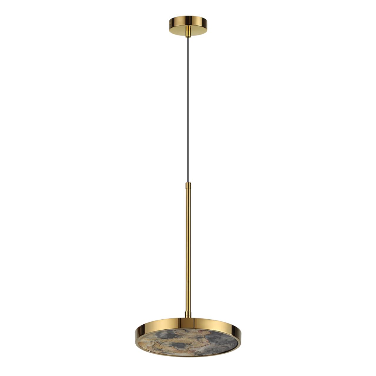 Подвес 23,6*23,6*180 см, LED 1*15W, 3000-4000-6000 К, Odeon Light Bergi 5079/15L, золотой глянцевый/серо-бежевый