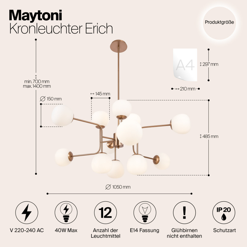 Подвесная люстра Maytoni Erich MOD221-PL-12-G