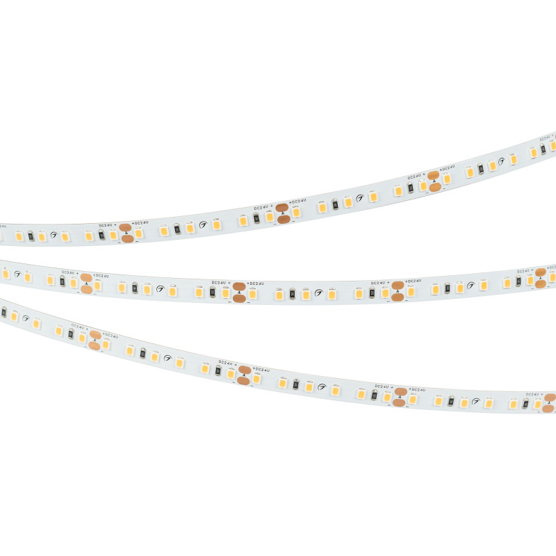 Лента RT-A120-8mm 24V Gold (9.6 W/m, IP20, 2835, 5m), Arlight 043385. Цена указана за 5 метров. Продается кратно 5 метрам.