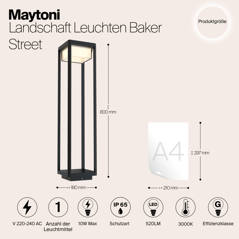 Ландшафтный светодиодный светильник Maytoni Baker Street O021FL-L10B3K