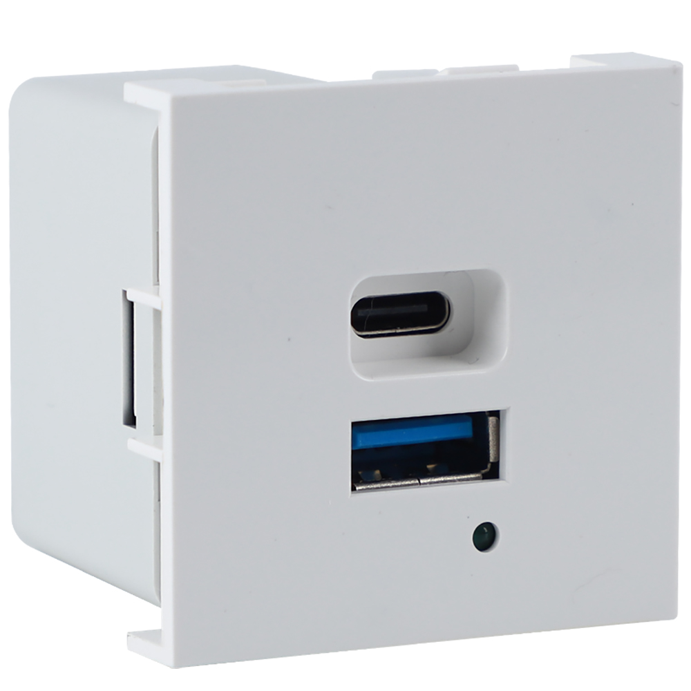 Donel USB зарядное устройство, 4.2A , 65W, Type A + C, 2 мод., бел. (45х45мм) DUSB4200WAF