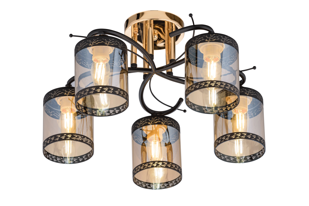 Люстра Ø460 x H250, мм, 5*40W (200W), GOLD+BLACK(ЗОЛОТО+ЧЁРНЫЙ) Rilon 06772/5 GOLD+BLACK