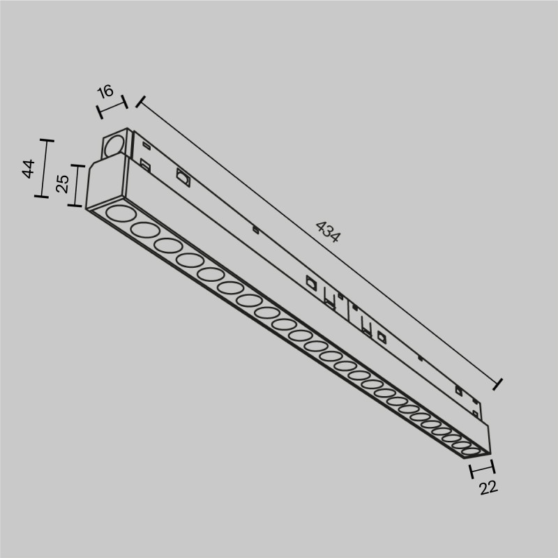Трековый светильник 2,2*43,4*4,4 см, LED 24W 2700K 36° Maytoni Technical Points Exility TR031-2-24W2.7K-B черный