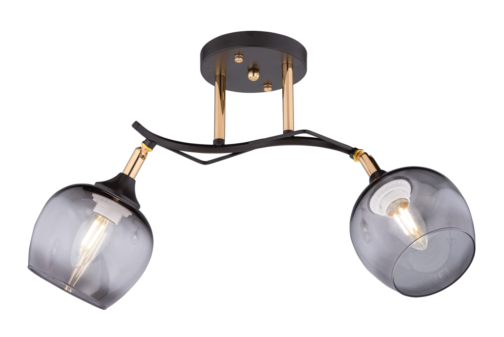 Люстра L550 x W180 x H250, мм, 2*40W (80W), CF+FGD(Чёрный +Золото) Rilon 4728/2 CF+FG
