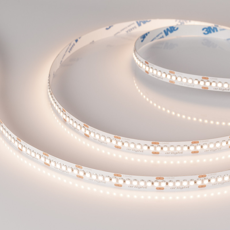 Лента RT-A240-10mm 24V Warm3500 (19.2 W/m, IP20, 3528, 5m) (Arlight, Открытый) 040545. Цена указана за 5 метров. Продается кратно 5 метрам.