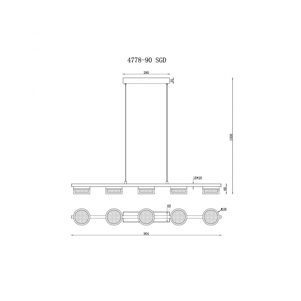 Подвесной светильник 90*10*15-150 см, LED*24W, 3000-6000K, iLedex Link 4778-90 MBK+SGD, Черный