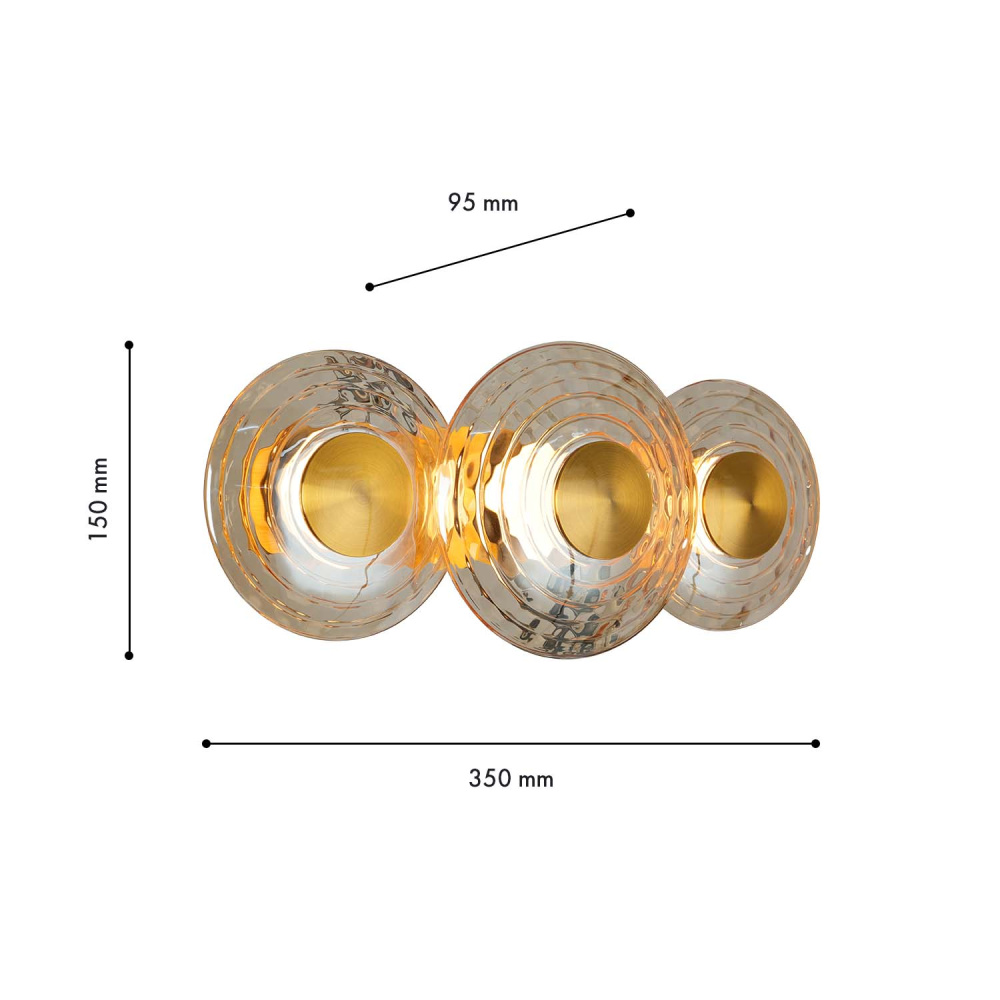 Бра 35*15 см, 3*LED, 18W, 4000K, Favourite Claros 4641-3W, латунь
