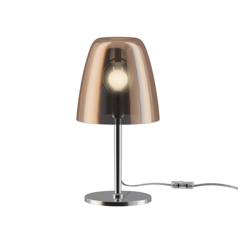Настольная лампа Favourite Seta 2960-1T, D180*H360, хром, плафон из стекла с зеркально-медным покрытием