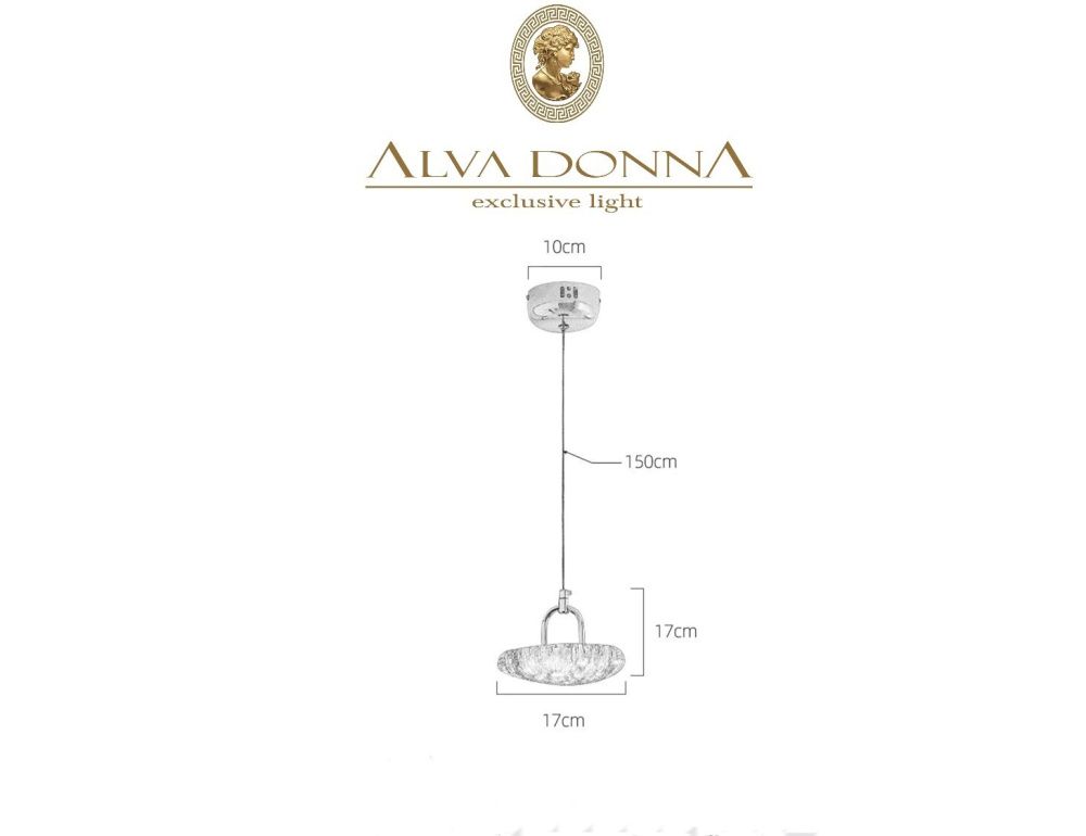 Люстра 2326-1D, D170 LED, 9W, 3000/4000/6000KK, Alva Donna, Чёрный матовый