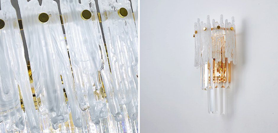 Бра Murano Glass ICE 25*25*45 см, 3*E14*40W, ImperiumLoft 44.726-0, Золотистый