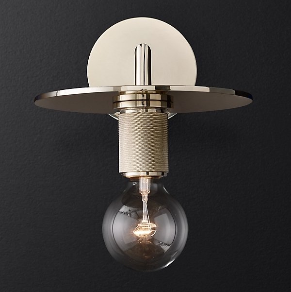 Бра RH Utilitaire Knurled Disk Shade Sconce Silver ImperiumLoft 44,55 Никель
