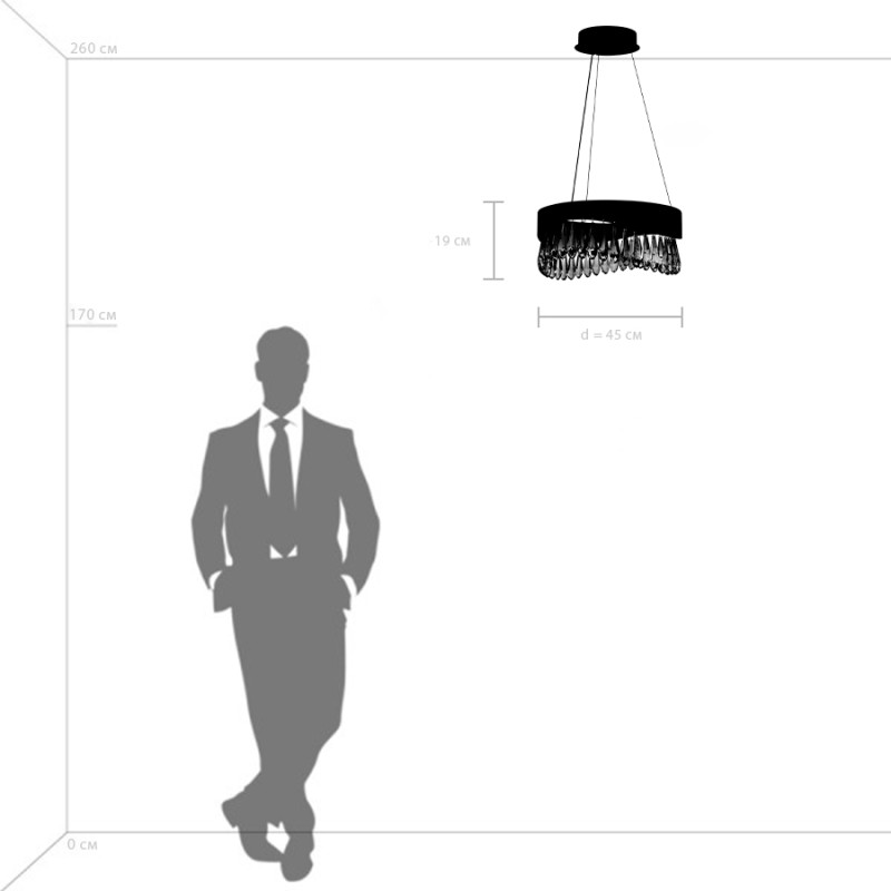 Подвесная люстра 45*150 см, LED, 27W, 3000K Lightstar Helio 703143, золотой