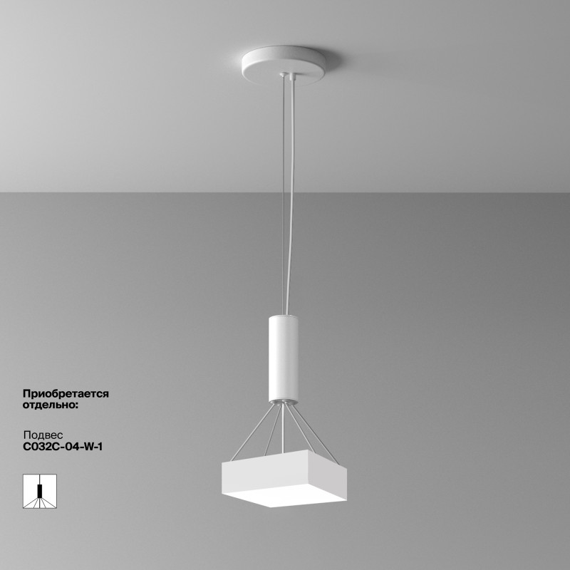 Накладной светильник 22*22*6 см, LED, 24W, 4000К, Maytoni Technical Zon C032CL-24W4K-SQ-W белый