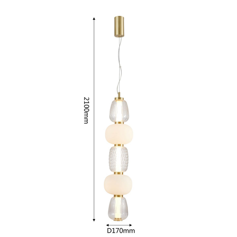 Подвес Favourite Bella 4057-2P, D170*H900/2100, золота, плафоны в виде бусин разнообразных форм из выдувного стекла двух видов - прозрачного и цвета опала