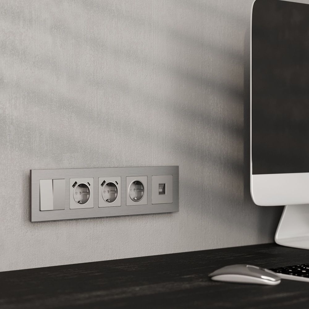 W0053506 Рамка на 5 постов  AluMax, алюминий Werkel, 4690389214318