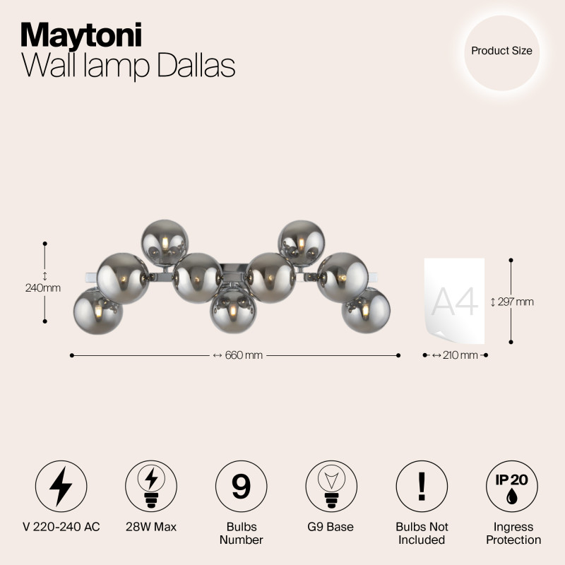 Бра Maytoni Dallas MOD547WL-09CH, дымчатый