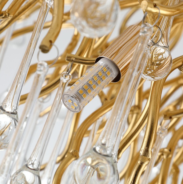 Светильник подвесной ElegantLight DZN-8197 GOLD/ЗОЛОТО D1200*600/H2000/12/G9/35W RAIN 22-07