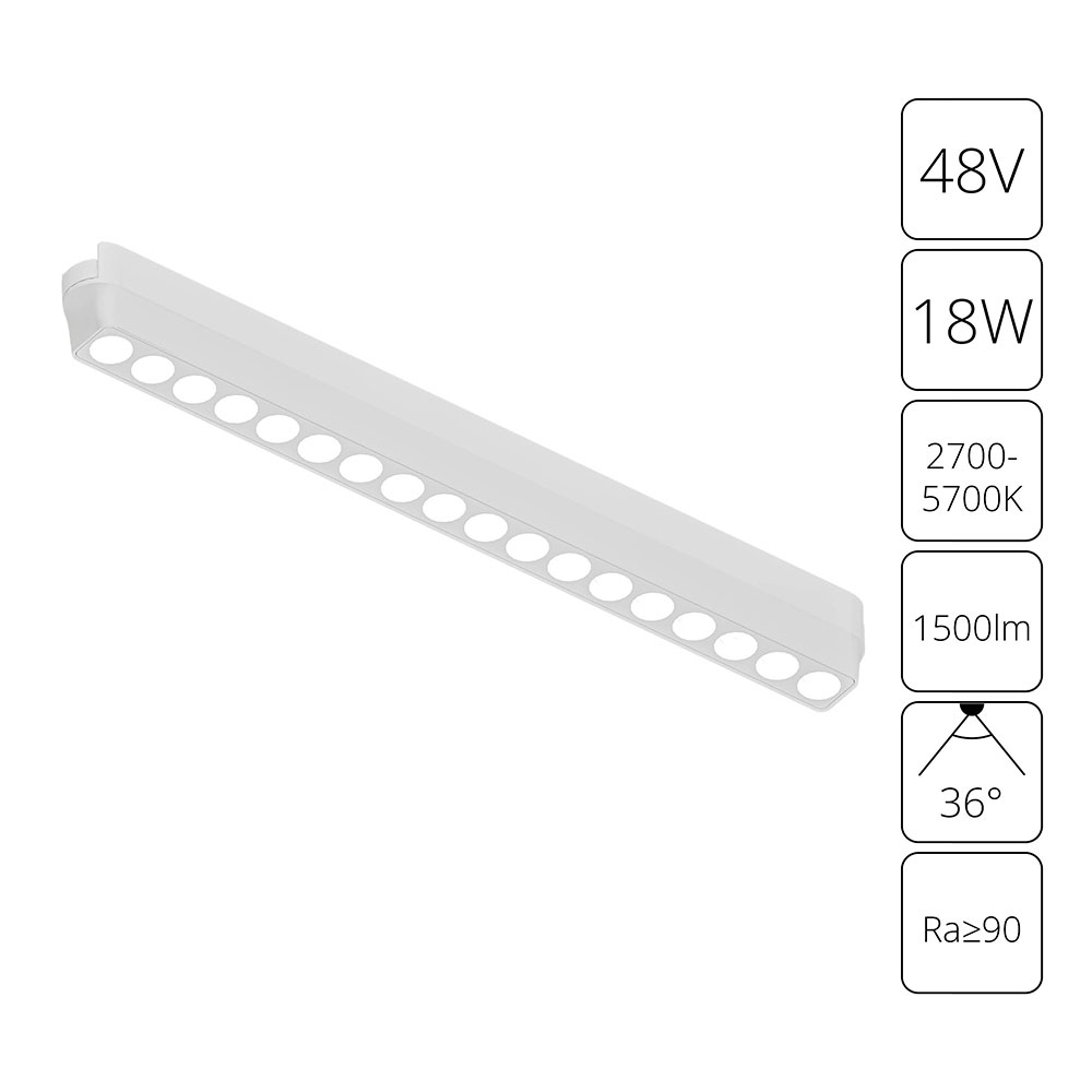 Трековый магнитный светильник 34 см, 18W, 2700-5700K, Arte Lamp Rapid A2969PL-1WH, белый