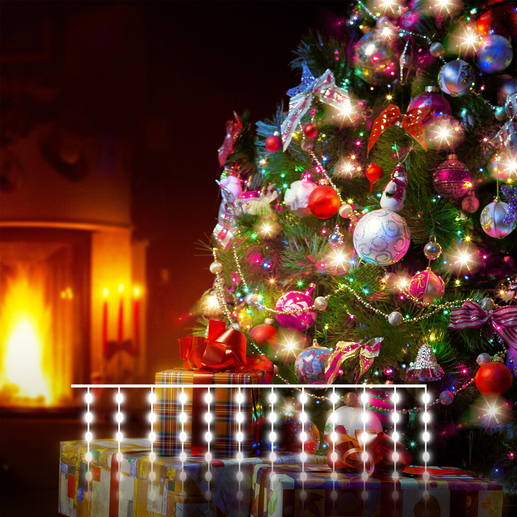 Гирлянда занавес роса мульти 2*2,6М IP20 Eurosvet 200-006 200-006 мульти 2*2,6м  IP20